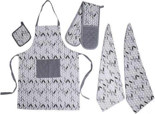 OLIVIA ROCCO Kitchen Sets With Apron Double Oven Gloves Towel Set Oven Mitts Pot Holder