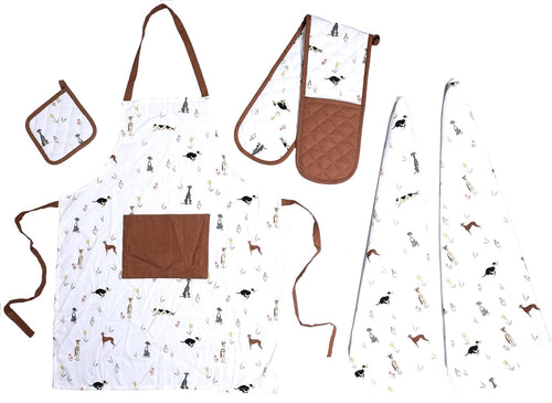 OLIVIA ROCCO Kitchen Sets With Apron Double Oven Gloves Towel Set Oven Mitts Pot Holder
