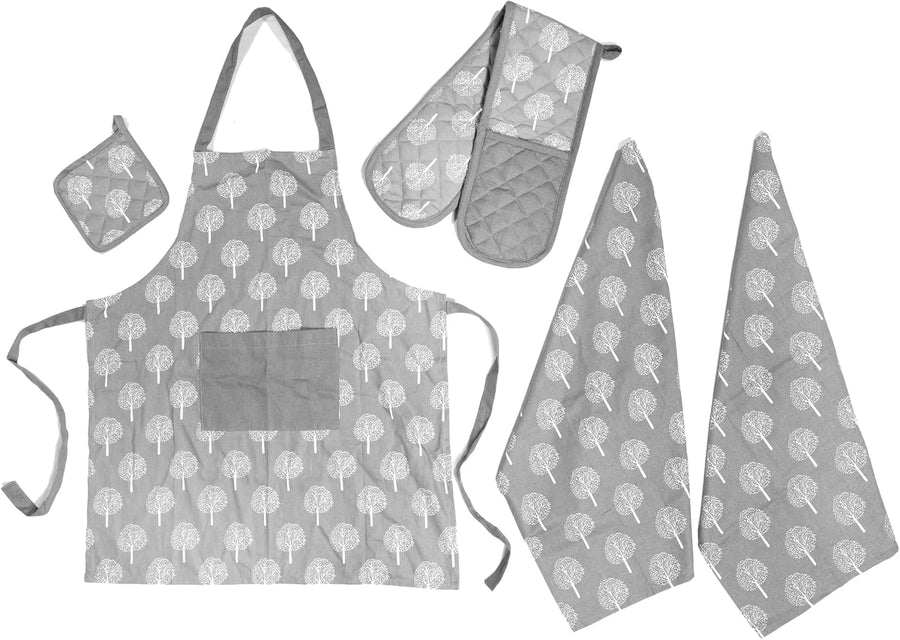OLIVIA ROCCO Kitchen Sets With Apron Double Oven Gloves Towel Set Oven Mitts Pot Holder