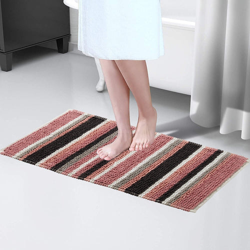 OLIVIA ROCCO Padstow Stripe Bathmat 50 x 80 cm Quick-Drying Anti-Slip Absorbent Durable