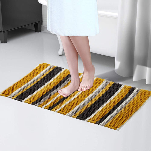 OLIVIA ROCCO Padstow Stripe Bathmat 50 x 80 cm Quick-Drying Anti-Slip Absorbent Durable