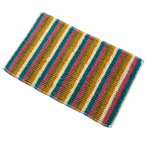 OLIVIA ROCCO Padstow Stripe Bathmat 50 x 80 cm Quick-Drying Anti-Slip Absorbent Durable