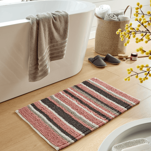 OLIVIA ROCCO Padstow Stripe Bathmat 50 x 80 cm Quick-Drying Anti-Slip Absorbent Durable