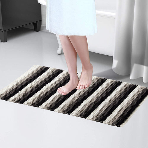 OLIVIA ROCCO Padstow Stripe Bathmat 50 x 80 cm Quick-Drying Anti-Slip Absorbent Durable