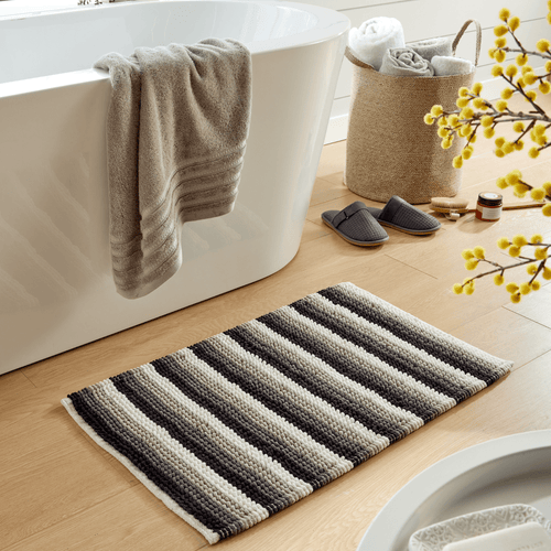 OLIVIA ROCCO Padstow Stripe Bathmat 50 x 80 cm Quick-Drying Anti-Slip Absorbent Durable