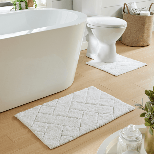 OLIVIA ROCCO Bali Bath Mat And Pedestal Set Luxurious Super Absorbent Easy Care Non Slip