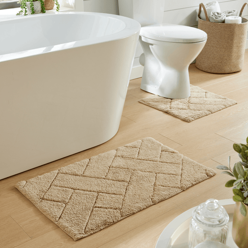 OLIVIA ROCCO Bali Bath Mat And Pedestal Set Luxurious Super Absorbent Easy Care Non Slip