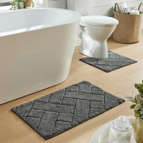 OLIVIA ROCCO Bali Bath Mat And Pedestal Set Luxurious Super Absorbent Easy Care Non Slip