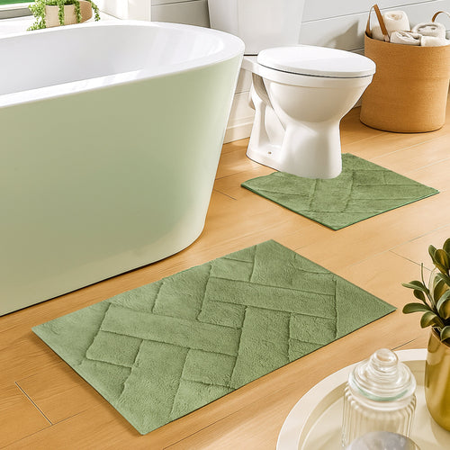 OLIVIA ROCCO Bali Bath Mat And Pedestal Set Luxurious Super Absorbent Easy Care Non Slip