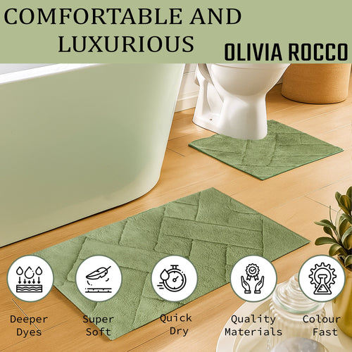 OLIVIA ROCCO Bali Bath Mat And Pedestal Set Luxurious Super Absorbent Easy Care Non Slip