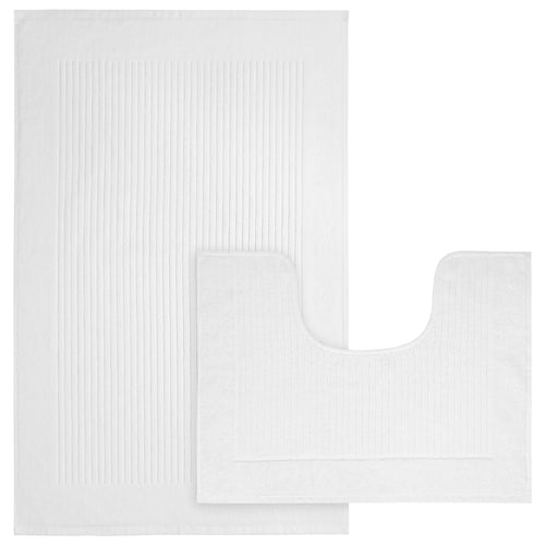 OLIVIA ROCCO Monaco 2 Piece Bath Mat And Pedestal Set Non Slip Water Absorbent 100% Cotton Easy-Care Hotel-Quality Textile