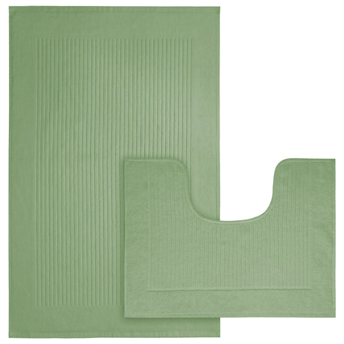 OLIVIA ROCCO Monaco 2 Piece Bath Mat And Pedestal Set Non Slip Water Absorbent 100% Cotton Easy-Care Hotel-Quality Textile