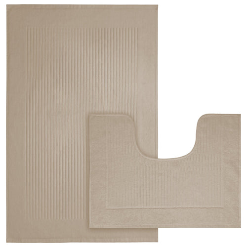 OLIVIA ROCCO Monaco 2 Piece Bath Mat And Pedestal Set Non Slip Water Absorbent 100% Cotton Easy-Care Hotel-Quality Textile