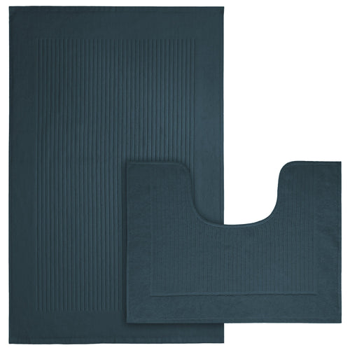 OLIVIA ROCCO Monaco 2 Piece Bath Mat And Pedestal Set Non Slip Water Absorbent 100% Cotton Easy-Care Hotel-Quality Textile