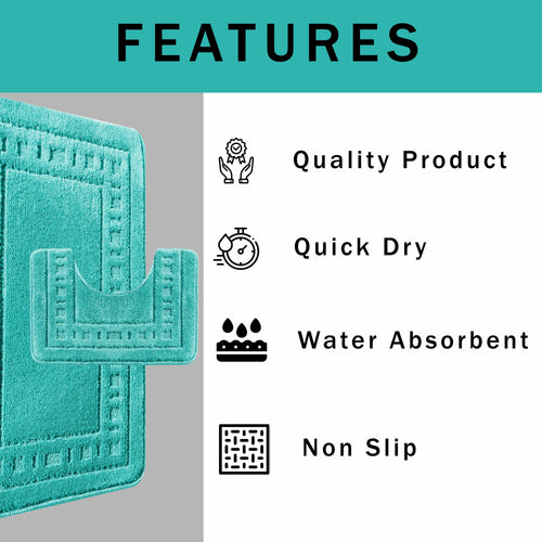 OLIVIA ROCCO Miami 2 Piece Duck Egg Bath Mat And Pedestal Set Non Slip Soft And Absorbent