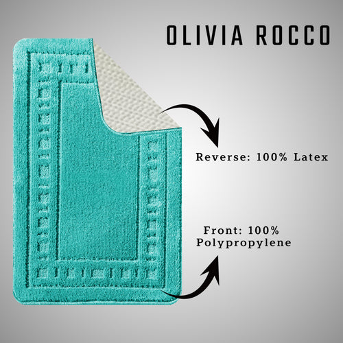 OLIVIA ROCCO Miami 2 Piece Duck Egg Bath Mat And Pedestal Set Non Slip Soft And Absorbent