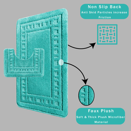 OLIVIA ROCCO Miami 2 Piece Duck Egg Bath Mat And Pedestal Set Non Slip Soft And Absorbent