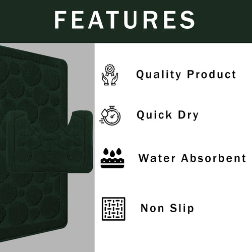 OLIVIA ROCCO Cali Bubbles Emerald Green Bath Mat And Pedestal Set Non Slip Hotel-Quality Everyday Comfort