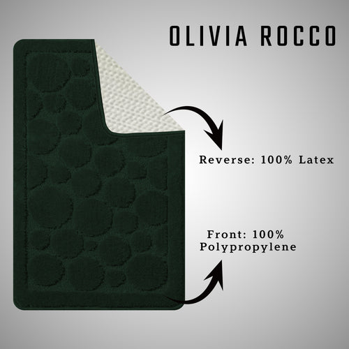 OLIVIA ROCCO Cali Bubbles Emerald Green Bath Mat And Pedestal Set Non Slip Hotel-Quality Everyday Comfort