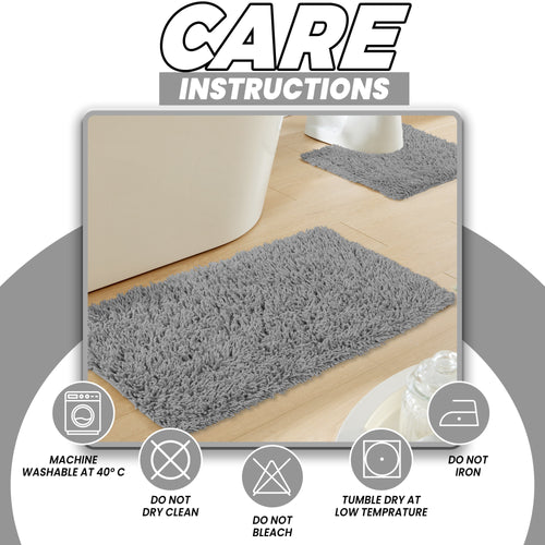 OLIVIA ROCCO Como 2 Piece Grey Bath Mat And Pedestal Set Non-Slip Super Absorbent Cotton Easy-Care Hotel-Quality Textile