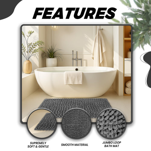 OLIVIA ROCCO Jumbo Loop Bath Mat Non Slip Water Absorbent Rug Easy-Care Hotel-Quality Textile