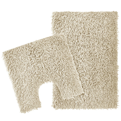 OLIVIA ROCCO Como 2-Piece Natural Bath Mat And Pedestal Set Non-Slip Super Absorbent