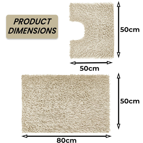 OLIVIA ROCCO Como 2-Piece Natural Bath Mat And Pedestal Set Non-Slip Super Absorbent