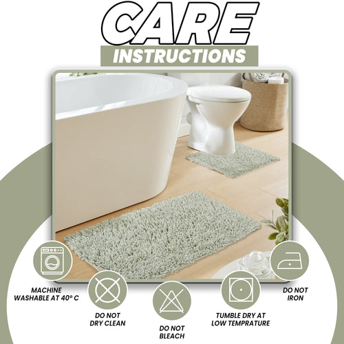 OLIVIA ROCCO Como 2 Piece Sage Green Bath Mat And Pedestal Set Non Slip Super Absorbent