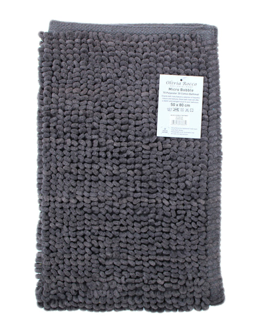 OLIVIA ROCCO Pebbles Micro Bobble Bath Mat Pure Indian Cotton Hand Woven Eco Friendly