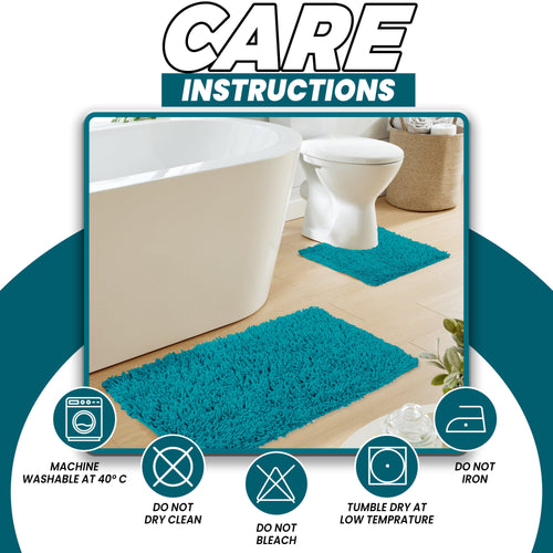 OLIVIA ROCCO Como 2 Piece Teal Bath Mat And Pedestal Set Non Slip Super Absorbent Cotton Hotel-Quality Everyday Comfort
