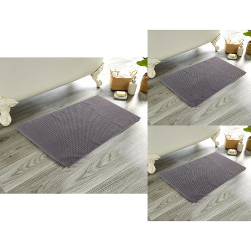 OLIVIA ROCCO Pack Of 3 Luxe Ultra-Soft Deep Cotton Pile Bathmats Eco-Friendly Absorbent