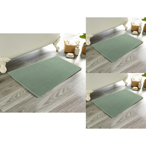 OLIVIA ROCCO Pack Of 3 Luxe Ultra-Soft Deep Cotton Pile Bathmats Eco-Friendly Absorbent
