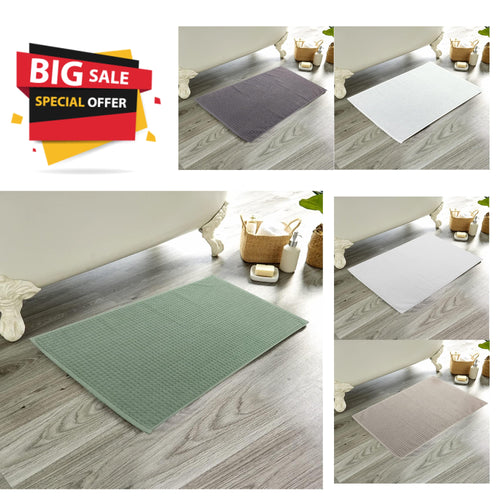 OLIVIA ROCCO Pack Of 3 Luxe Ultra-Soft Deep Cotton Pile Bathmats Eco-Friendly Absorbent
