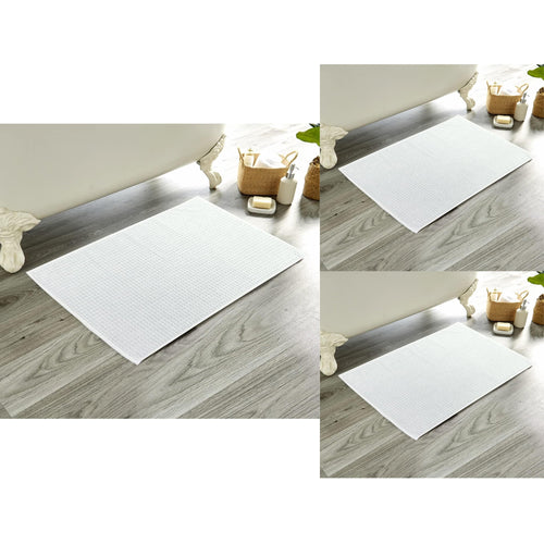 OLIVIA ROCCO Pack Of 3 Luxe Ultra-Soft Deep Cotton Pile Bathmats Eco-Friendly Absorbent