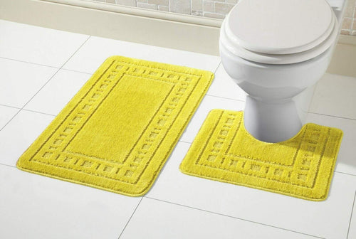 OLIVIA ROCCO Miami Bath Mat Set Ultra Absorbent Non Slip With Pedestal Multi colour