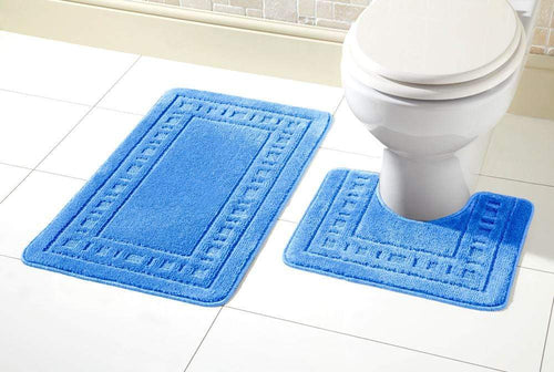 OLIVIA ROCCO Miami Bath Mat Set Ultra Absorbent Non Slip With Pedestal Multi colour
