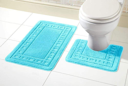 OLIVIA ROCCO Miami Bath Mat Set Ultra Absorbent Non Slip With Pedestal Multi colour
