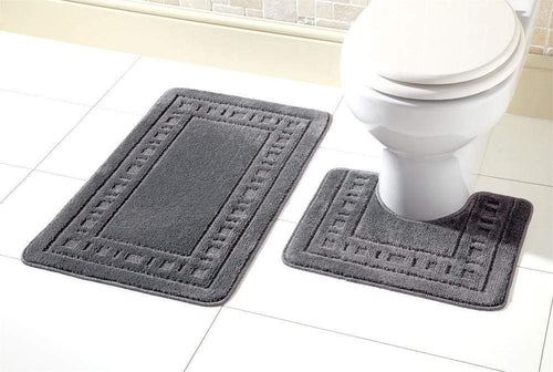OLIVIA ROCCO Miami Bath Mat Set Ultra Absorbent Non Slip With Pedestal Multi colour
