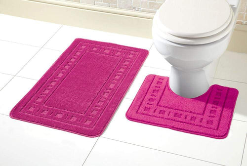 OLIVIA ROCCO Miami Bath Mat Set Ultra Absorbent Non Slip With Pedestal Multi colour