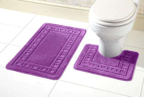 OLIVIA ROCCO Miami Bath Mat Set Ultra Absorbent Non Slip With Pedestal Multi colour