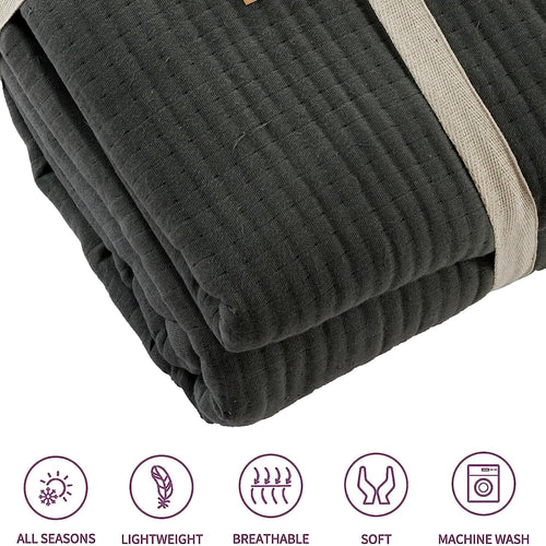 OLIVIA ROCCO Hotel Collection Quilted Bedspread 240x260 cm White and Grey 100% Sustainable Cotton Super Soft Easy-Care Home Essential