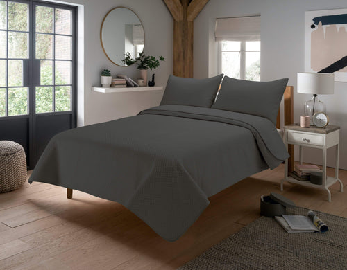 OLIVIA ROCCO Capri Embossed Luxury Bedspread Set With Quilted Throw And Duvet Matching