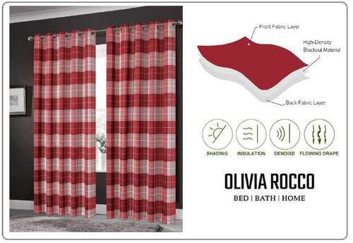 OLIVIA ROCCO Blackout Thermal Curtains Check Marble Design Light Blocking Panels Multiple