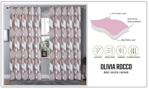 OLIVIA ROCCO Blackout Thermal Curtains Check Marble Design Light Blocking Panels Multiple