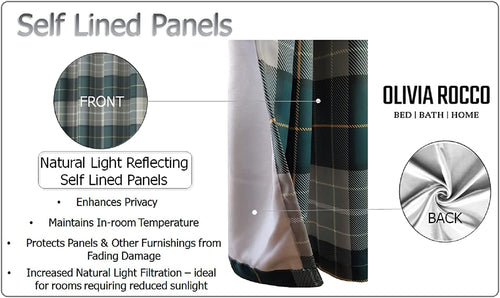 OLIVIA ROCCO Blackout Thermal Curtains Check Marble Design Light Blocking Panels Multiple