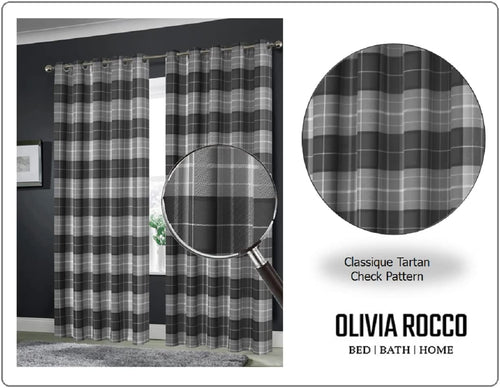 OLIVIA ROCCO Blackout Thermal Curtains Check Marble Design Light Blocking Panels Multiple