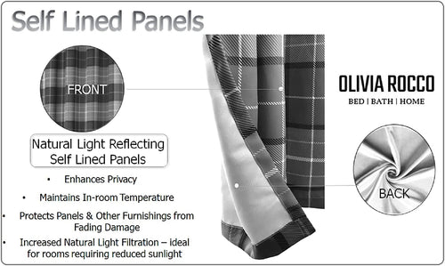 OLIVIA ROCCO Blackout Thermal Curtains Check Marble Design Light Blocking Panels Multiple