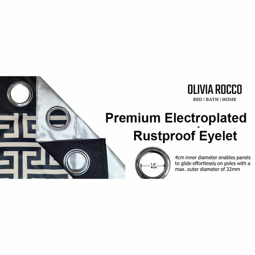 OLIVIA ROCCO Milano Geometric Blackout Curtains Thermal Insulated Eyelet Pair Pencil Pleat