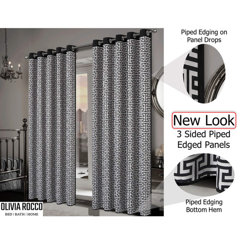 OLIVIA ROCCO Milano Geometric Blackout Curtains Thermal Insulated Eyelet Pair Pencil Pleat