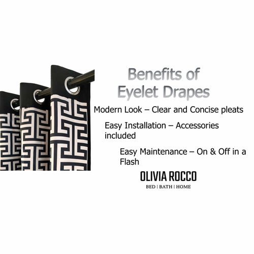 OLIVIA ROCCO Milano Geometric Blackout Curtains Thermal Insulated Eyelet Pair Pencil Pleat